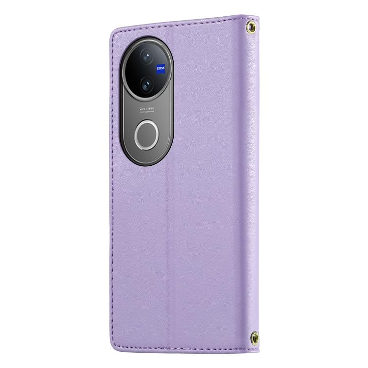 For vivo V50 5G Global Cute Cats Magnetic Closure Vegan Leather Phone Case with Strap
