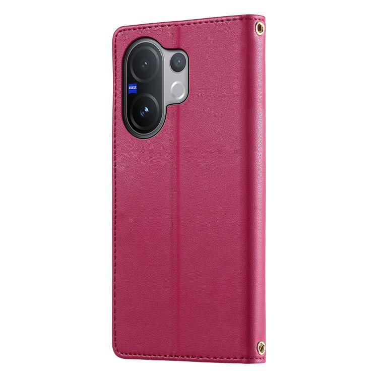 For vivo V60 5G Global Cute Cats Magnetic Closure Vegan Leather Phone Case with Strap