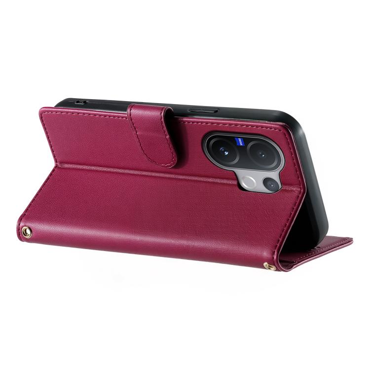 For vivo V60 5G Global Cute Cats Magnetic Closure Vegan Leather Phone Case with Strap