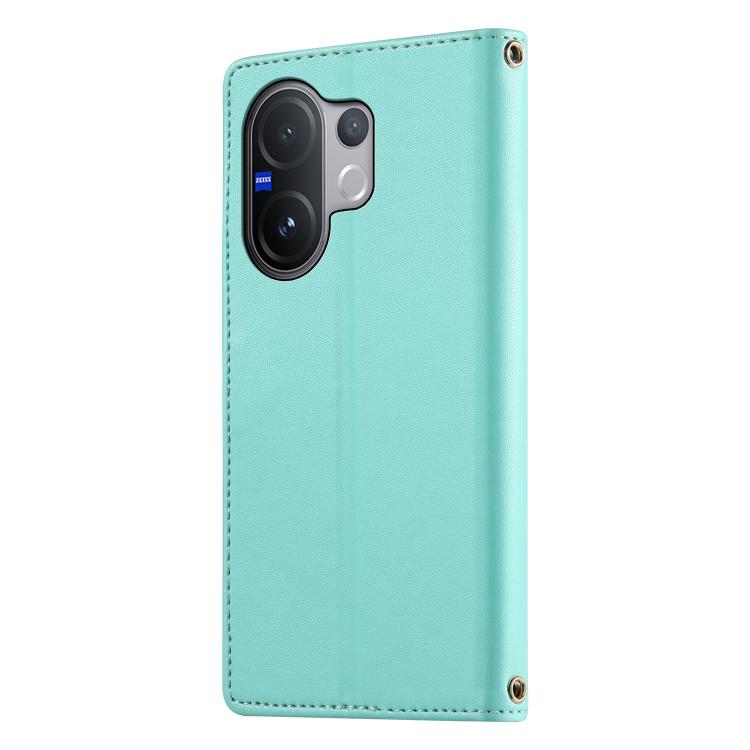 For vivo V60 5G Global Cute Cats Magnetic Closure Vegan Leather Phone Case with Strap