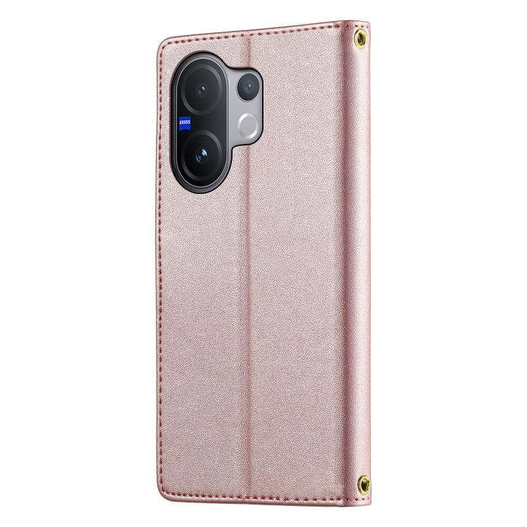 For vivo V60 5G Global Cute Cats Magnetic Closure Vegan Leather Phone Case with Strap