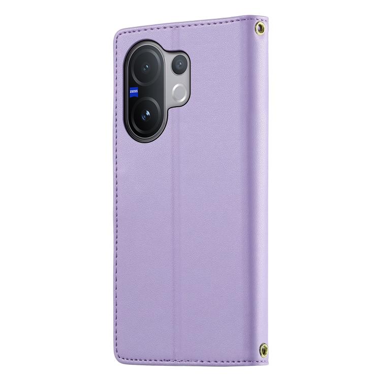 For vivo V60 5G Global Cute Cats Magnetic Closure Vegan Leather Phone Case with Strap
