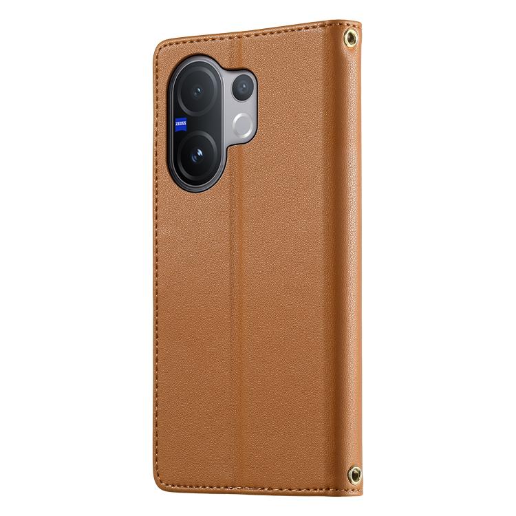 For vivo V60 5G Global Cute Cats Magnetic Closure Vegan Leather Phone Case with Strap