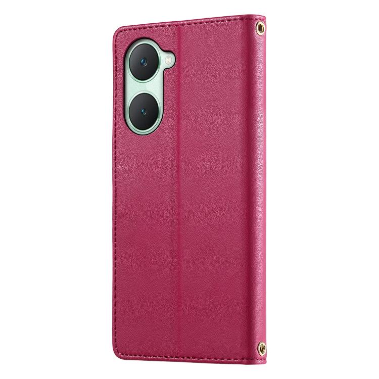 For vivo Y03 4G / vivo Y18 4G Cute Cats Magnetic Closure Vegan Leather Phone Case with Strap