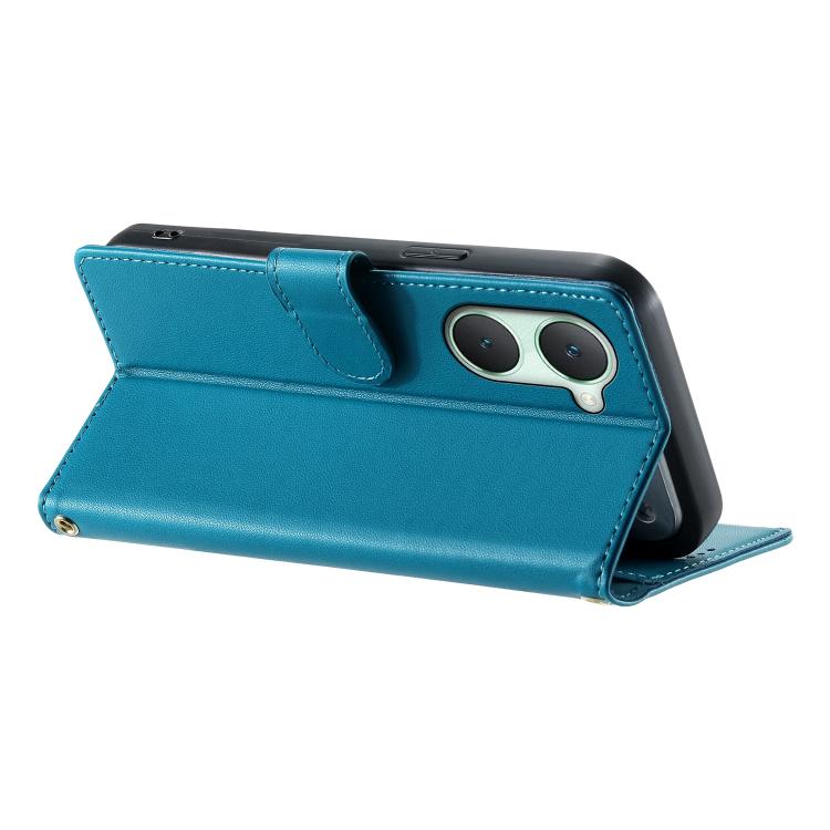 For vivo Y03 4G / vivo Y18 4G Cute Cats Magnetic Closure Vegan Leather Phone Case with Strap