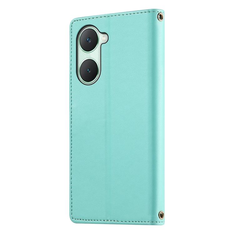 For vivo Y03 4G / vivo Y18 4G Cute Cats Magnetic Closure Vegan Leather Phone Case with Strap