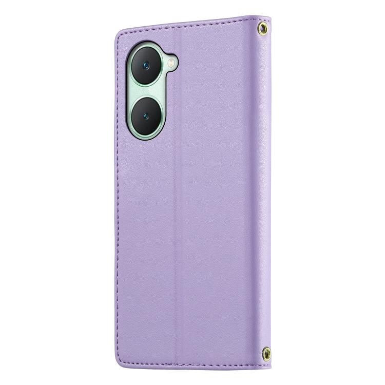 For vivo Y03 4G / vivo Y18 4G Cute Cats Magnetic Closure Vegan Leather Phone Case with Strap