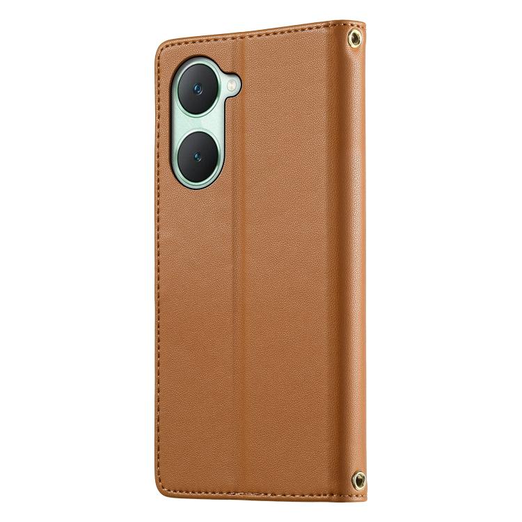 For vivo Y03 4G / vivo Y18 4G Cute Cats Magnetic Closure Vegan Leather Phone Case with Strap
