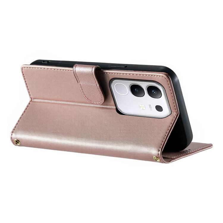For vivo Y29 4G Cute Cats Magnetic Closure Vegan Leather Phone Case with Strap
