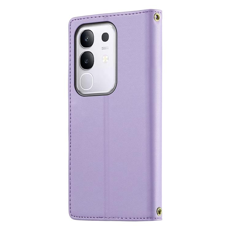 For vivo Y29 4G Cute Cats Magnetic Closure Vegan Leather Phone Case with Strap