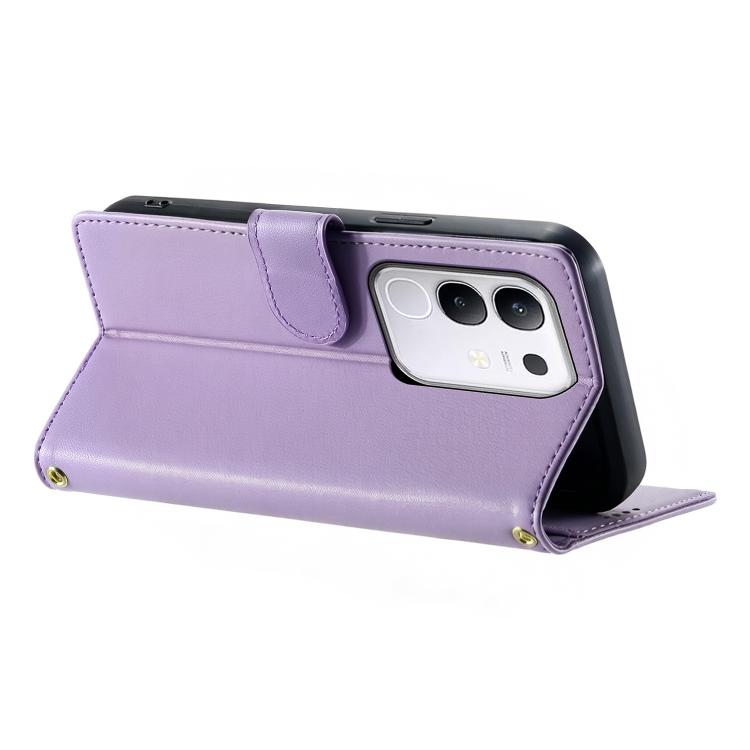 For vivo Y29 4G Cute Cats Magnetic Closure Vegan Leather Phone Case with Strap