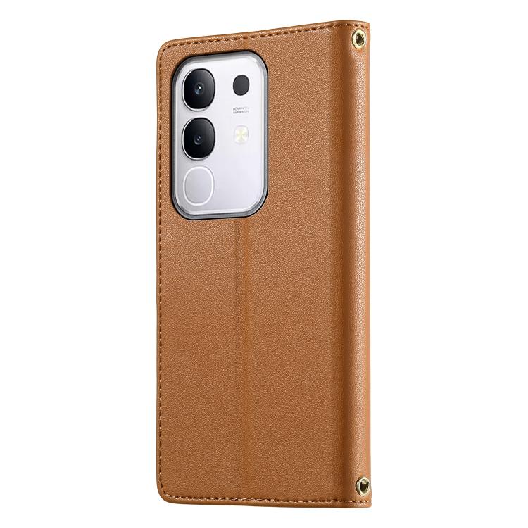 For vivo Y29 4G Cute Cats Magnetic Closure Vegan Leather Phone Case with Strap