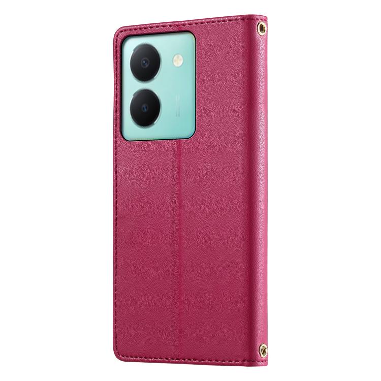 For vivo Y36 5G Global Cute Cats Magnetic Closure Vegan Leather Phone Case with Strap