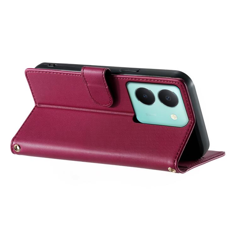 For vivo Y36 5G Global Cute Cats Magnetic Closure Vegan Leather Phone Case with Strap