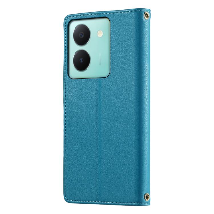 For vivo Y36 5G Global Cute Cats Magnetic Closure Vegan Leather Phone Case with Strap