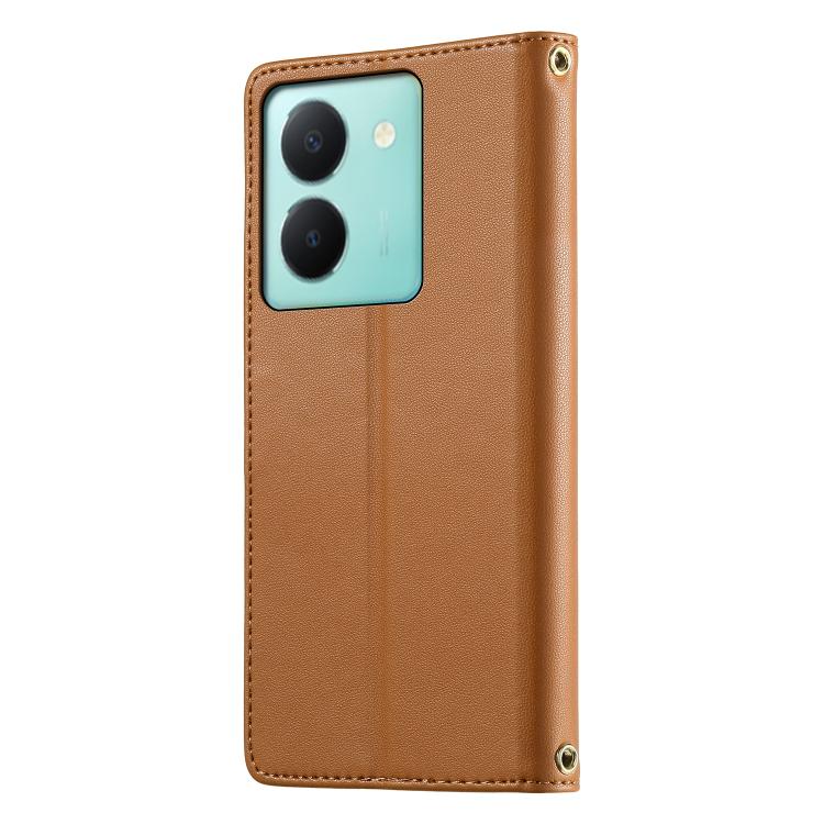For vivo Y36 5G Global Cute Cats Magnetic Closure Vegan Leather Phone Case with Strap