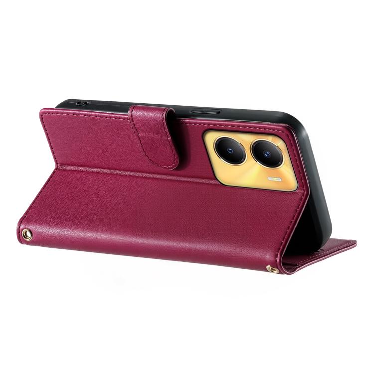 For vivo Y56 / Y16 / Y02s Cute Cats Magnetic Closure Vegan Leather Phone Case with Strap