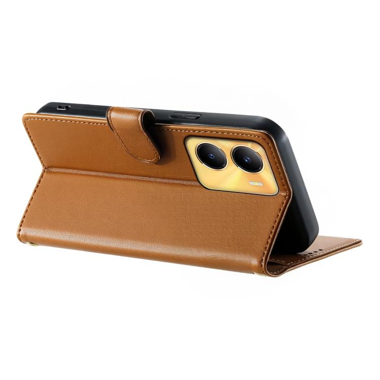 For vivo Y56 / Y16 / Y02s Cute Cats Magnetic Closure Vegan Leather Phone Case with Strap