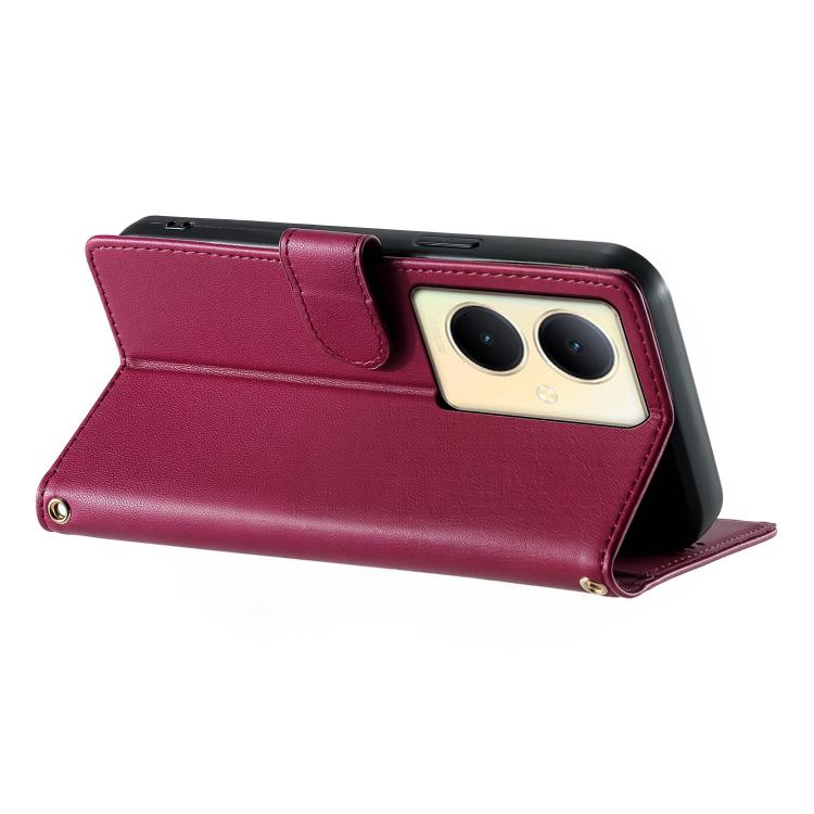 For vivo Y78 / vivo Y78+ Cute Cats Magnetic Closure Vegan Leather Phone Case with Strap