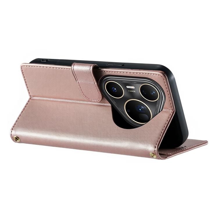 For Huawei Pura 80 Ultra 5G Cute Cats Magnetic Closure Vegan Leather Phone Case with Strap