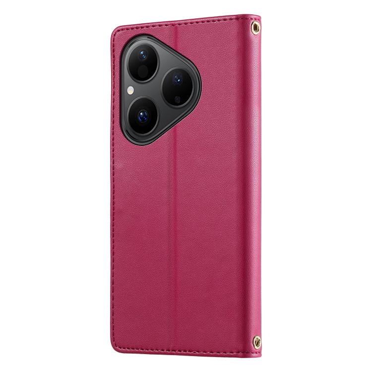 For Huawei Pura 80 5G Cute Cats Magnetic Closure Vegan Leather Phone Case with Strap