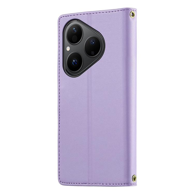 For Huawei Pura 80 5G Cute Cats Magnetic Closure Vegan Leather Phone Case with Strap