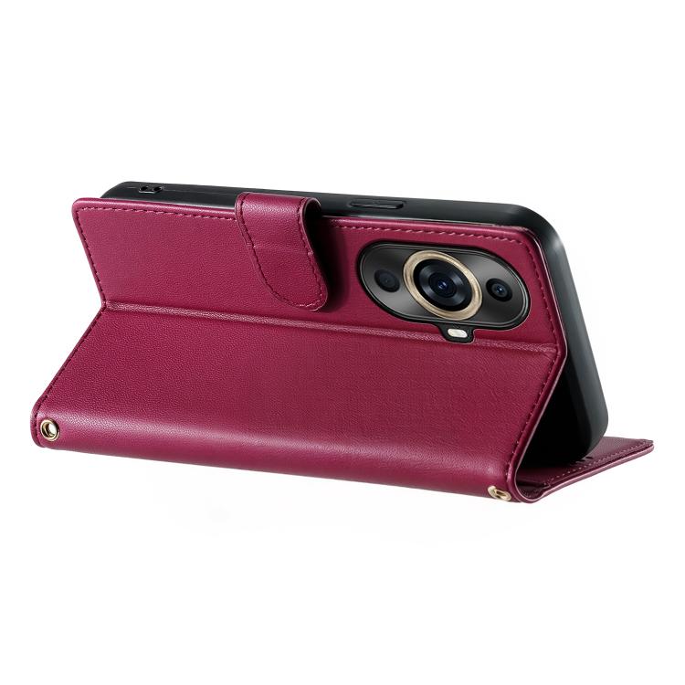 For Huawei nova 11 Pro Cute Cats Magnetic Closure Vegan Leather Phone Case with Strap