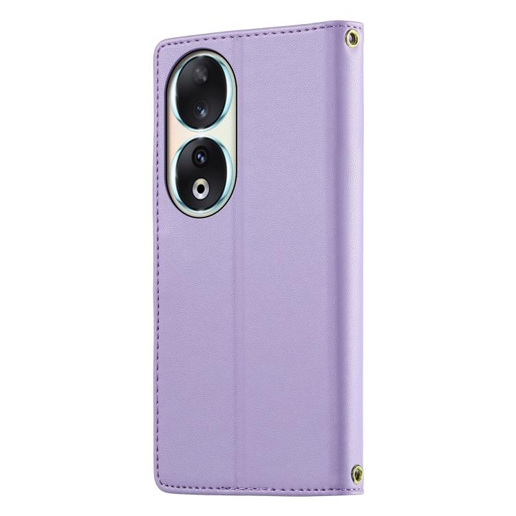 For Honor 90 Cute Cats Magnetic Closure Vegan Leather Phone Case with Strap