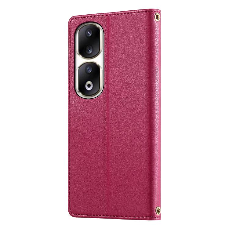 For Honor 90 Pro Cute Cats Magnetic Closure Vegan Leather Phone Case with Strap