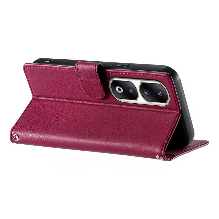 For Honor 90 Pro Cute Cats Magnetic Closure Vegan Leather Phone Case with Strap
