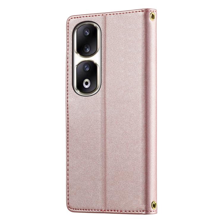 For Honor 90 Pro Cute Cats Magnetic Closure Vegan Leather Phone Case with Strap