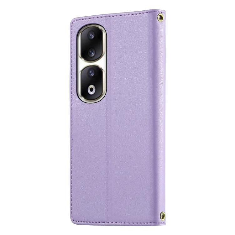For Honor 90 Pro Cute Cats Magnetic Closure Vegan Leather Phone Case with Strap
