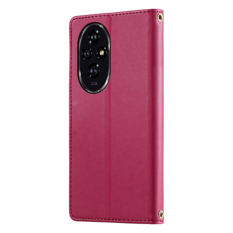 For Honor 200 Cute Cats Magnetic Closure Vegan Leather Phone Case with Strap