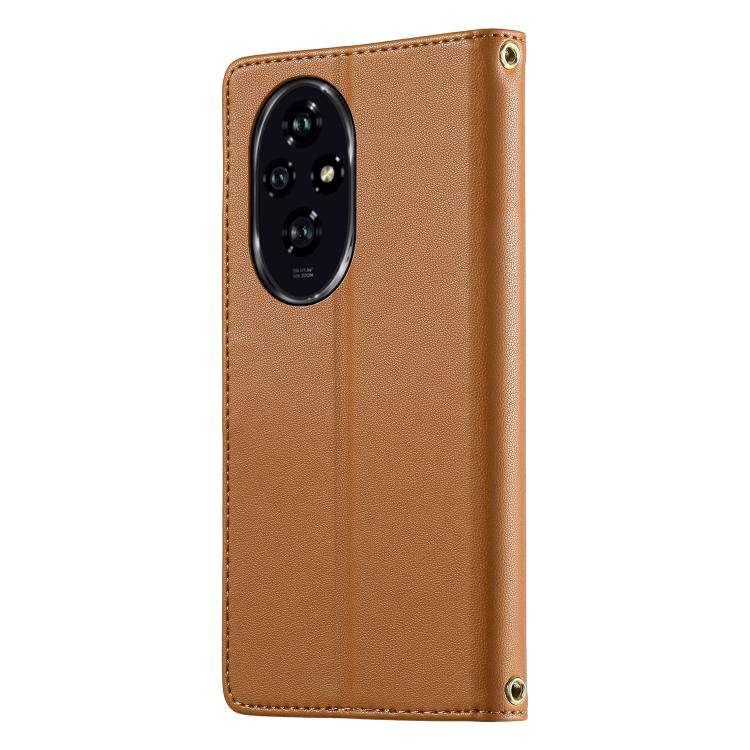 For Honor 200 Cute Cats Magnetic Closure Vegan Leather Phone Case with Strap
