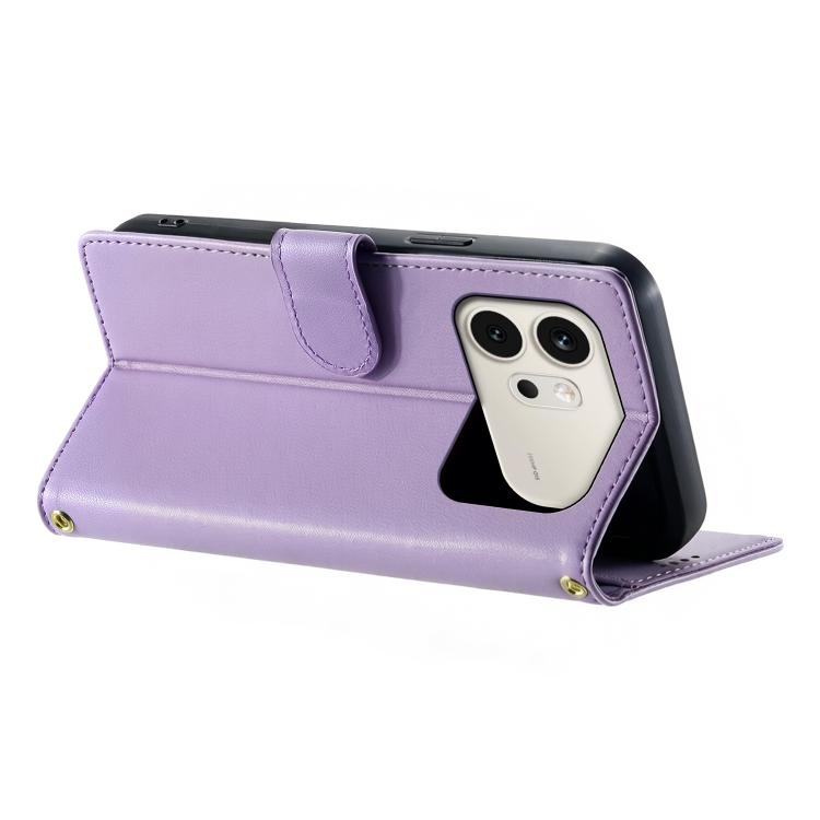 For Honor 600 Global Cute Cats Magnetic Closure Vegan Leather Phone Case with Strap