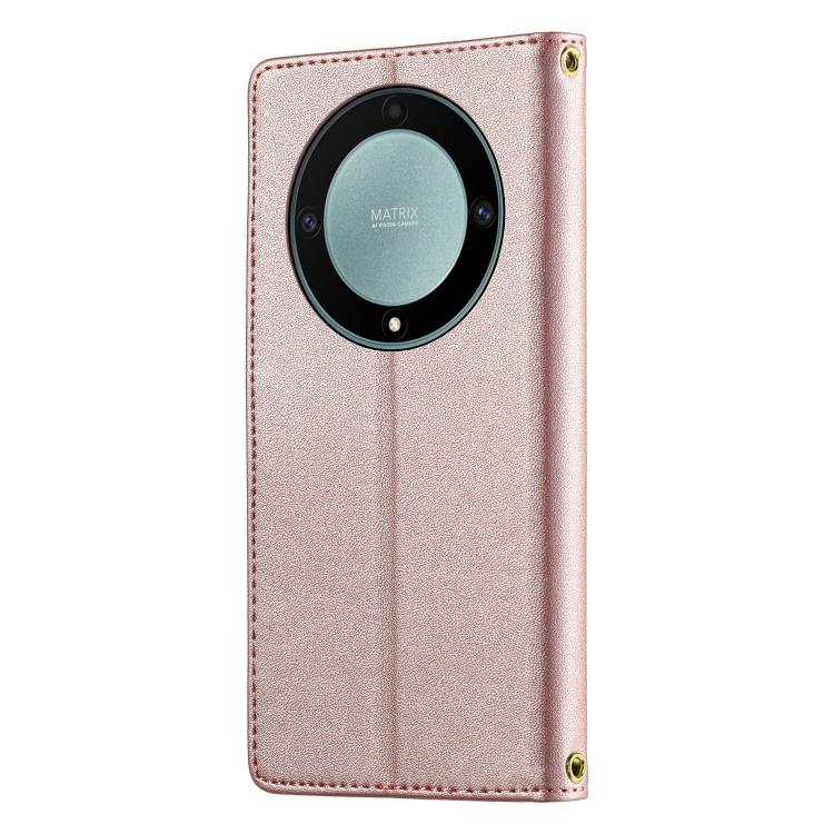 For Honor Magic5 Lite / X9a / X40 Cute Cats Magnetic Closure Vegan Leather Phone Case with Strap