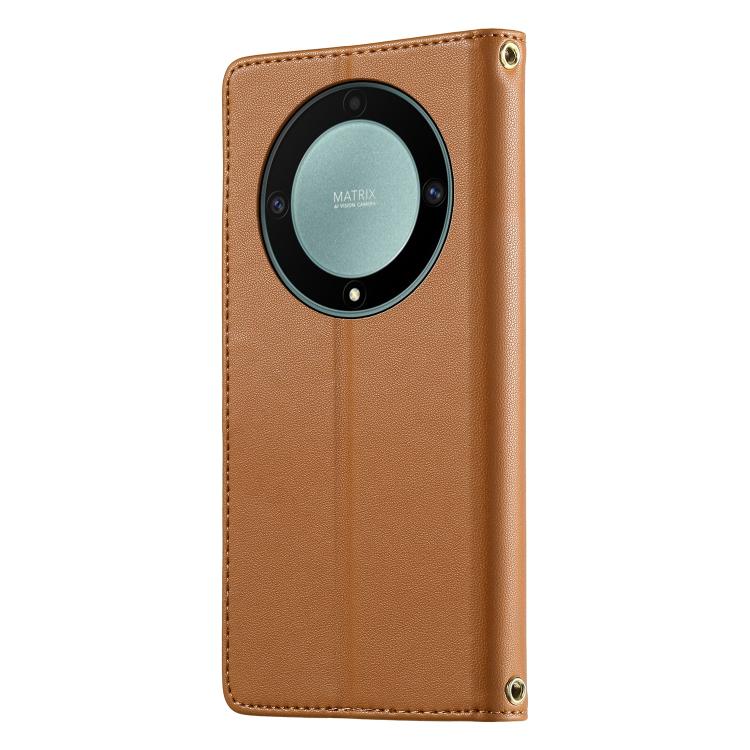 For Honor Magic5 Lite / X9a / X40 Cute Cats Magnetic Closure Vegan Leather Phone Case with Strap
