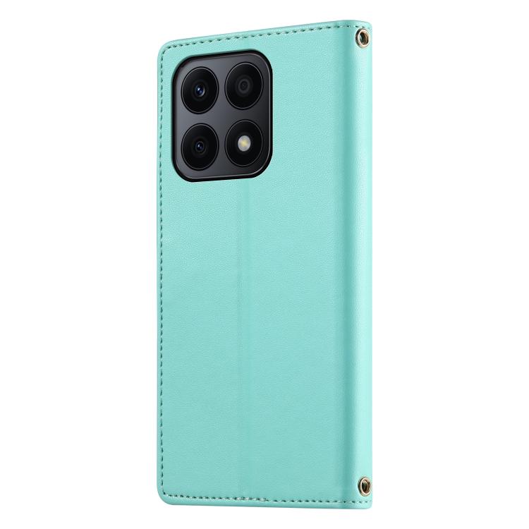 For Honor X8a 4G Cute Cats Magnetic Closure Vegan Leather Phone Case with Strap