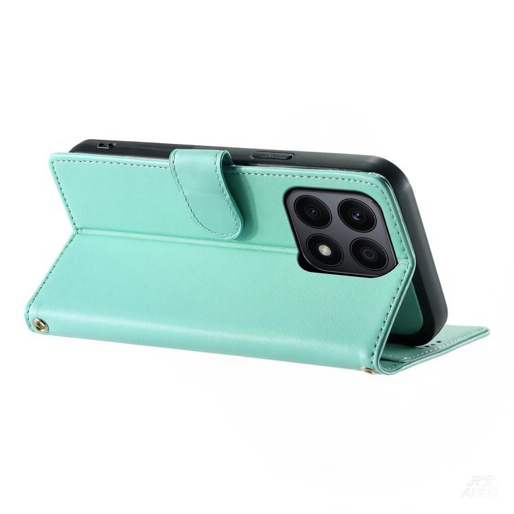 For Honor X8a 4G Cute Cats Magnetic Closure Vegan Leather Phone Case with Strap