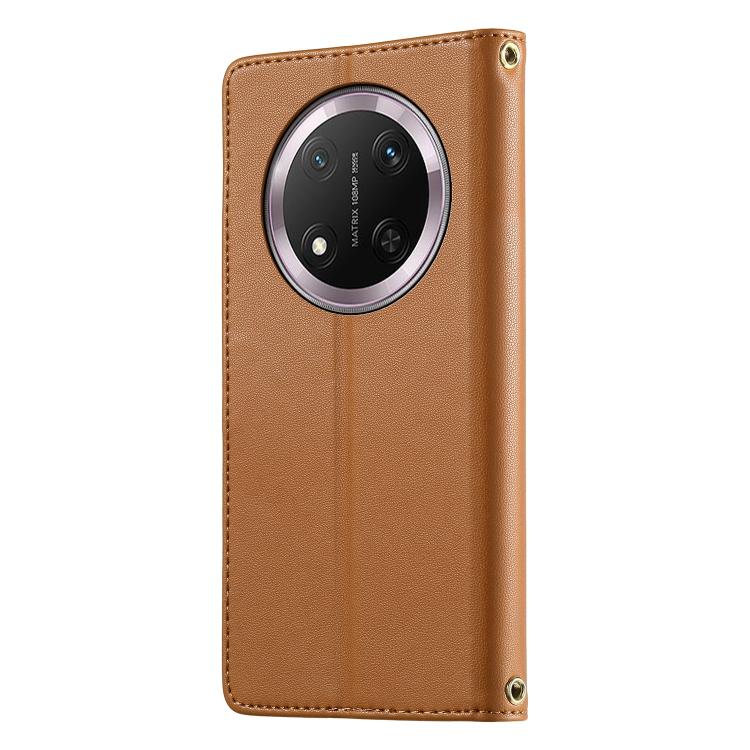 For Honor X9c Global / Honor Magic7 Lite Cute Cats Magnetic Closure Vegan Leather Phone Case with Strap