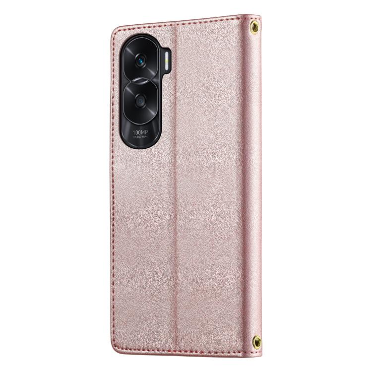 For Honor X50i / Honor 90 Lite Cute Cats Magnetic Closure Vegan Leather Phone Case with Strap
