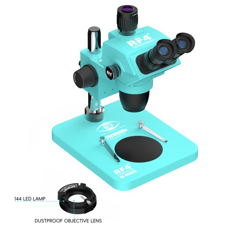 RF4 RF-6565R 6.5-65X Synchronous Zoom Trinocular Stereo Microscope - Blue