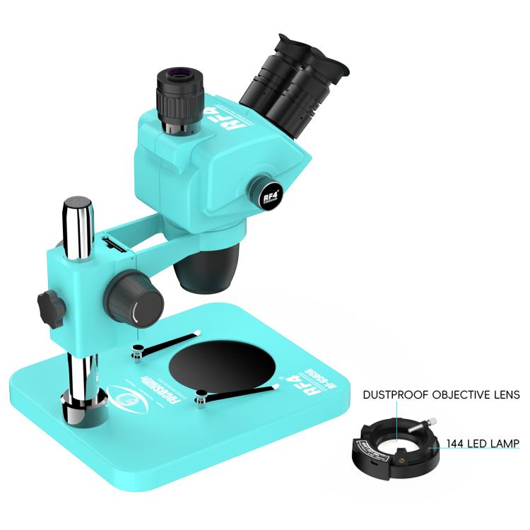 RF4 RF-6565R 6.5-65X Synchronous Zoom Trinocular Stereo Microscope - Blue