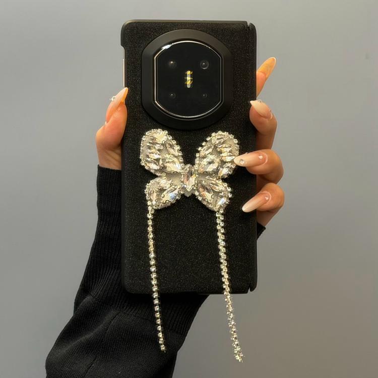 For Huawei Mate X7 Integrated Sparkling Rhinestone ButterflyPattern Shockproof Phone Case - Black