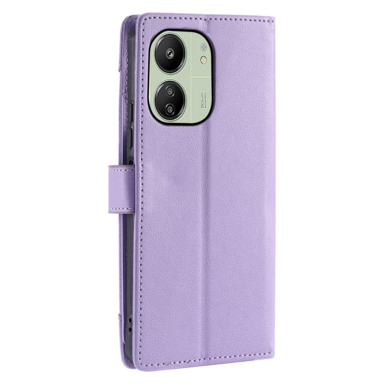 For Redmi 13C 4G / 13C 5G / Poco C65 Litchi Texture Zipper Wallet Buckle Vegan Leather Phone Case with Wrist Strap