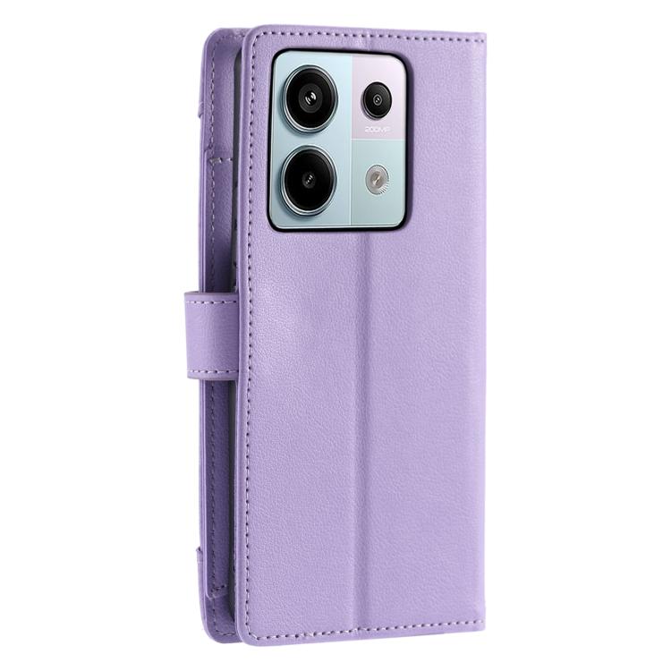 For Redmi Note 13 Pro 5G Global Litchi Texture Zipper Wallet Buckle Vegan Leather Phone Case with Wrist Strap