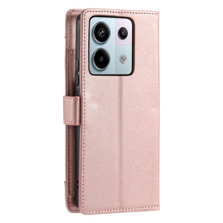For Redmi Note 14 5G Global Litchi Texture Zipper Wallet Buckle Vegan Leather Phone Case with Wrist Strap