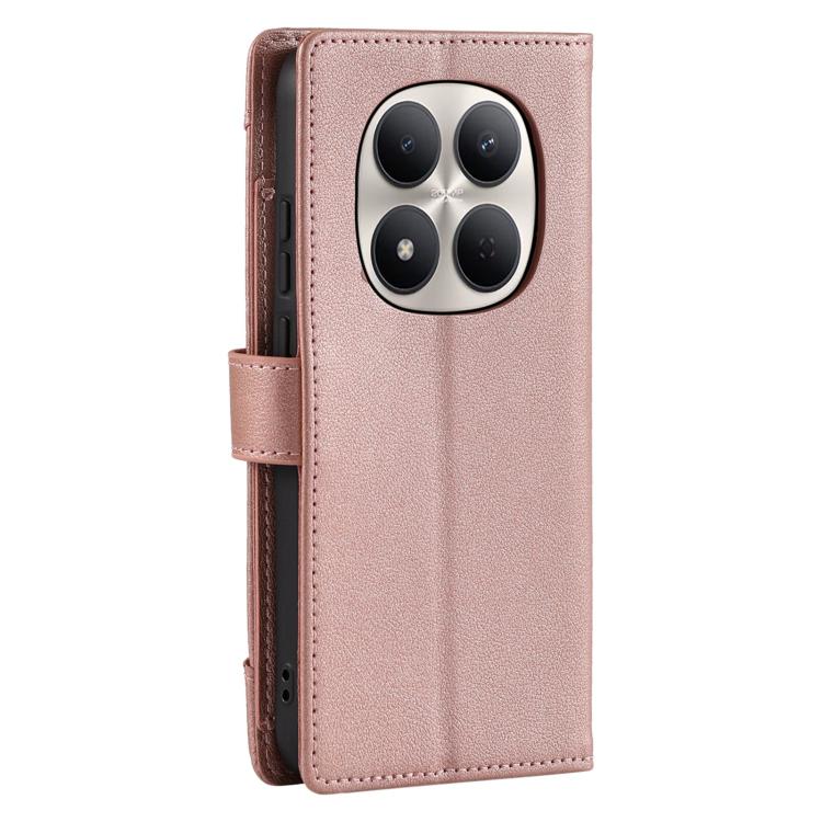 For Redmi Note 14 Pro 4G Global Litchi Texture Zipper Wallet Buckle Vegan Leather Phone Case with Wrist Strap