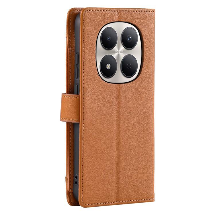 For Redmi Note 15 5G / 4G Global 164mm Litchi Texture Zipper Wallet Buckle Vegan Leather Phone Case with Wrist Strap