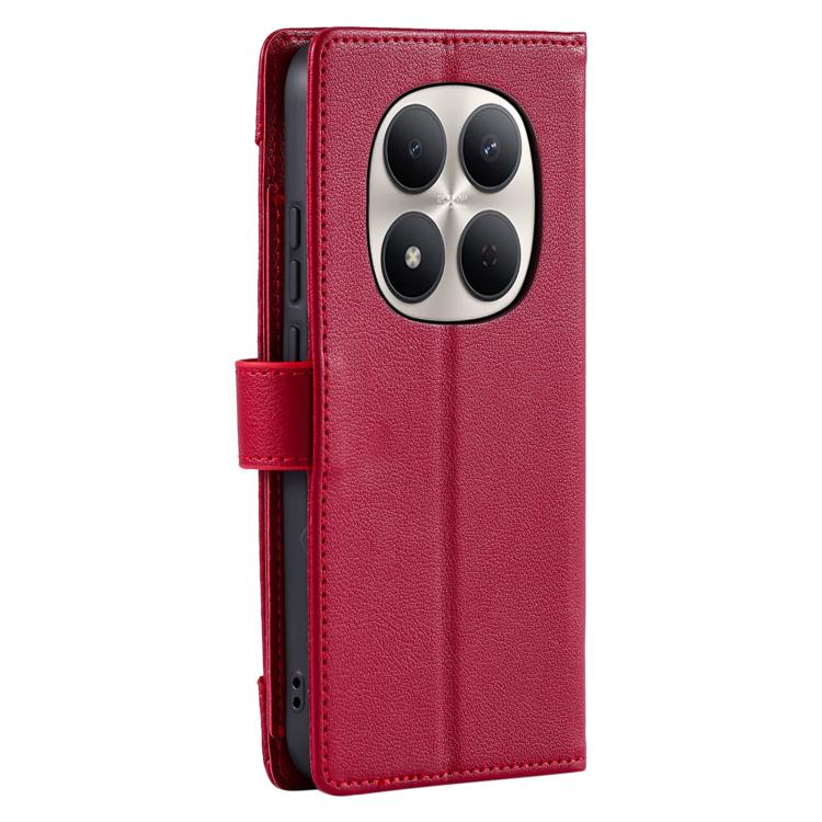 For Redmi Note 15 5G / 4G Global 164mm Litchi Texture Zipper Wallet Buckle Vegan Leather Phone Case with Wrist Strap
